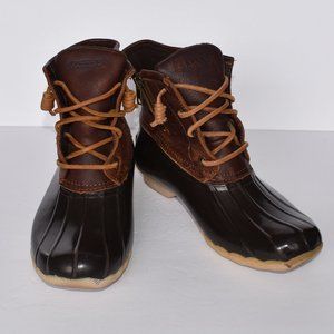 Sperry Saltwater Duck Boots Brown Leather Rubber 7